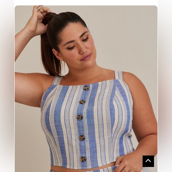 Torrid Blue & Ecru Adjustable Strap Crop Tank Top NWT Size 2X - Picture 4 of 15